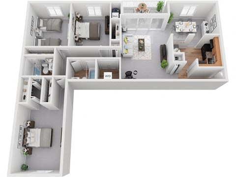 3 Bedroom 2 Bath 1292sf Floor Plan at Padonia Village Apartments, Timonium MD
